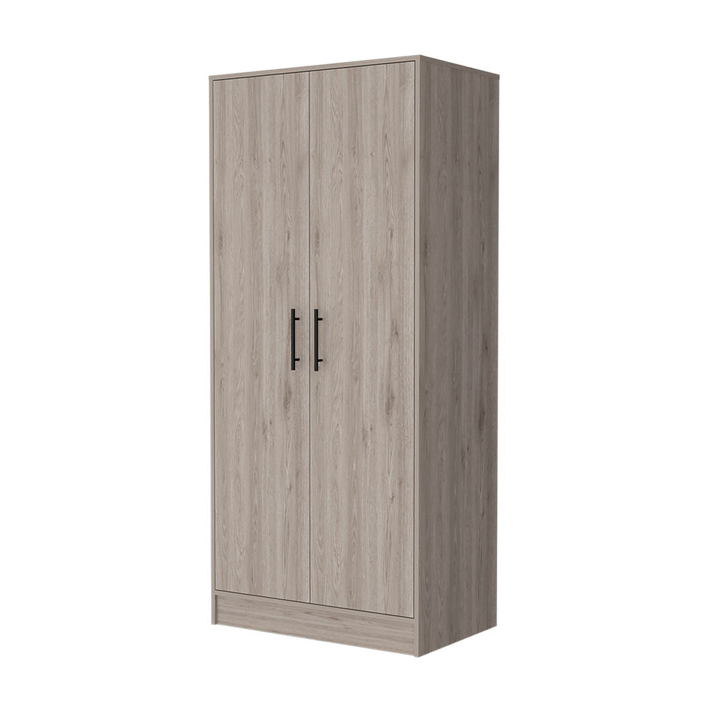 English Elm Rio Light Gray Double Door Armoire 71" High with Hanging Rod, Top Shelf & Hidden Bottom Drawer for Spacious Bedroom Storage B128S00113