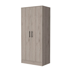 English Elm Rio Light Gray Double Door Armoire 71" High with Hanging Rod, Top Shelf & Hidden Bottom Drawer for Spacious Bedroom Storage B128S00113