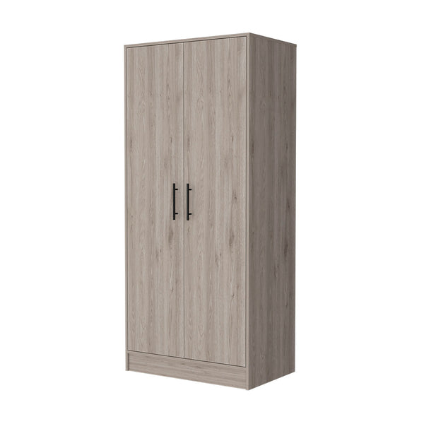English Elm Rio Light Gray Double Door Armoire 71" High with Hanging Rod, Top Shelf & Hidden Bottom Drawer for Spacious Bedroom Storage B128S00113