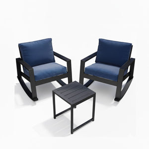 English Elm Aluminum Powder Coated Outdoor Rocking Set with Side Table for Porch or Deck B082P455104