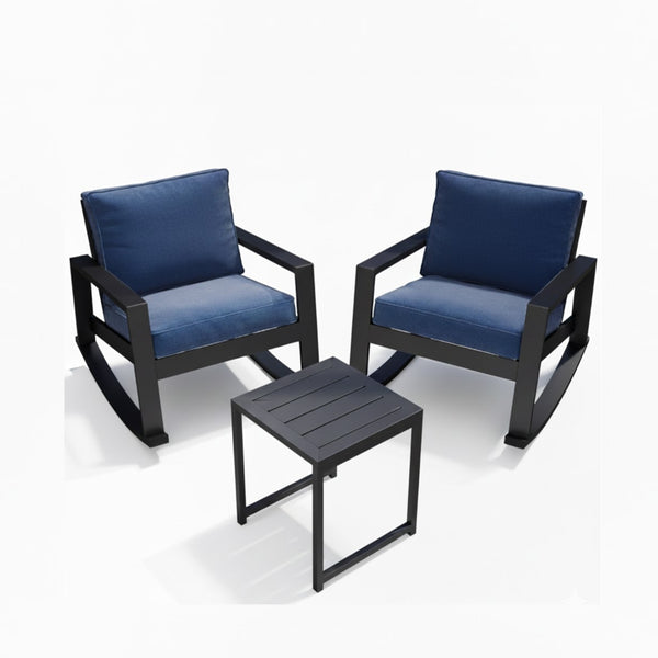 English Elm Aluminum Powder Coated Outdoor Rocking Set with Side Table for Porch or Deck B082P455104