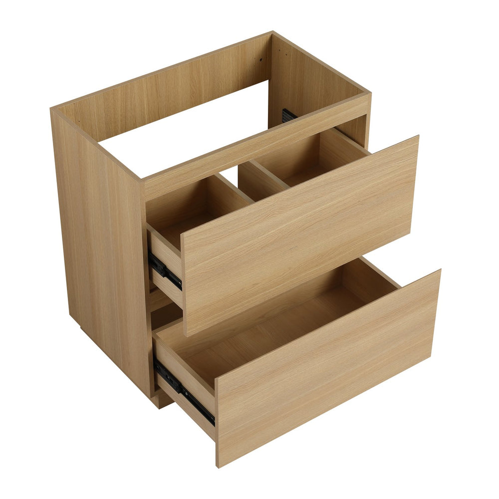English Elm 30" Bathroom Vanities - Modern Oak Sink Cabinet With Double Drawers, Freestanding And Stylish Design W1972S00008