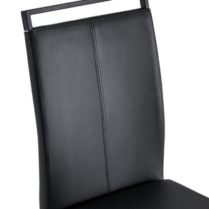 English Elm Table Set: Modern Minimalist Grey Marble Dining Table With 4 Black Pu Leather Chairs & Metal Frame W1151S02683-GIGA