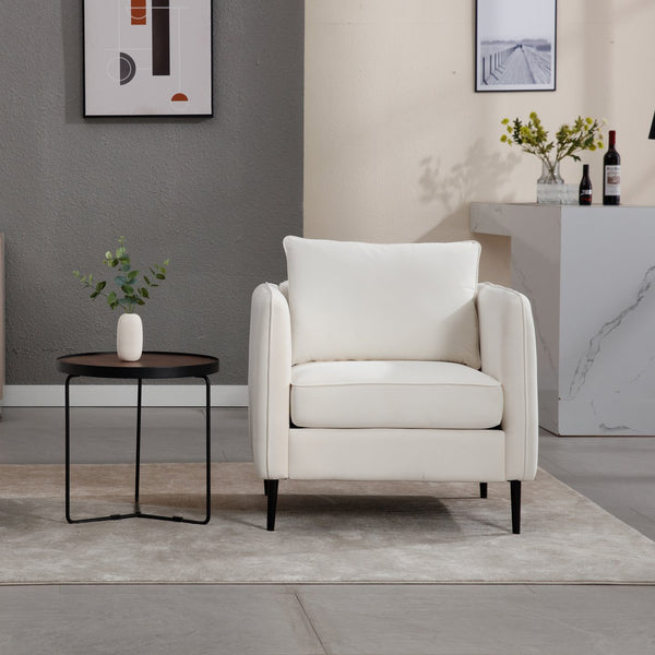 English Elm Accent Velvet Armchair Mid-century Modern Plush Seat with Metal Legs for Any Room W3244P327103
