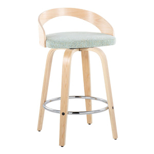 English Elm 26" Swivel Counterstools with Tufted Faux Leather Walnut Legs and Chrome Footrest Set of 2 B202S00309
