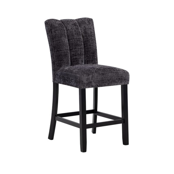 English Elm MAGALY Velvet Dark Grey Bar Stools Set of 2 - Rubberwood Frame, Transitional Design, Easy Care Upholstery B201P290542