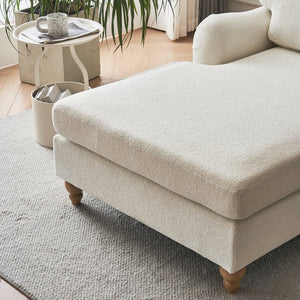 English Elm Modern Mid-Century Oversized Chaise Lounger Sofa Bed with Solid Wood Legs, Deep Seat Comfort Sleeper White W2363S00071