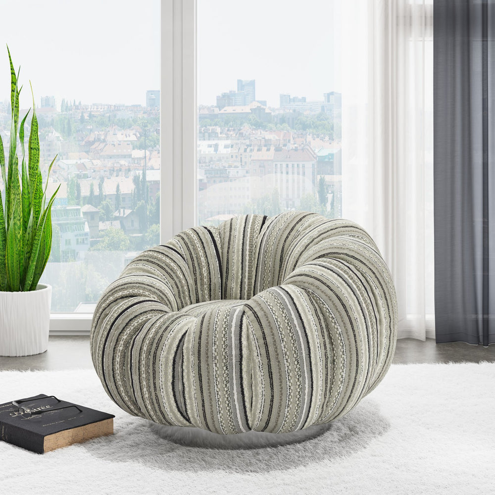 English Elm Wallace & Bay - Black Pumpkin Swivel Accent Chair — Modern Black Mixed Stripe Fabric, Compact 38" L x 37" W Stylish Comfort B361P384408