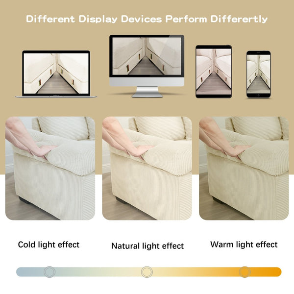 English Elm Oversized Modular Sectional Couch - Cloud-Like Comfort, Extra-Thick Armrests, Premium Corduroy, Ottoman W714S01296-GIGA