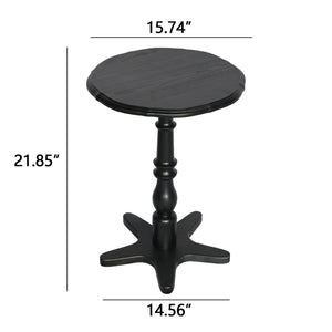 English Elm 15.75 inch Round Small End Table Vintage Wooden Pedestal Side Table with Rounded Top and Easy Assembly Black W2295P339121