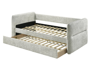 English Elm Luxurious Modern Daybed with Pull-Out Trundle, Button Tufted Upholstery and Nailhead Trim Comfort Elegance Light Gray 41.75 L x 41.63 W x 6.38 H B011S01715