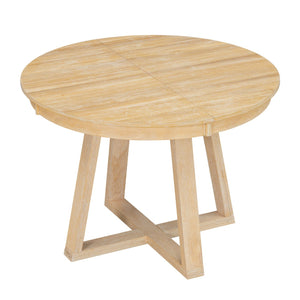English Elm Trexm Retro 5 Piece Extendable Round Dining Set with Button Tufted Upholstered Chairs Natural ST000094AAN-2026