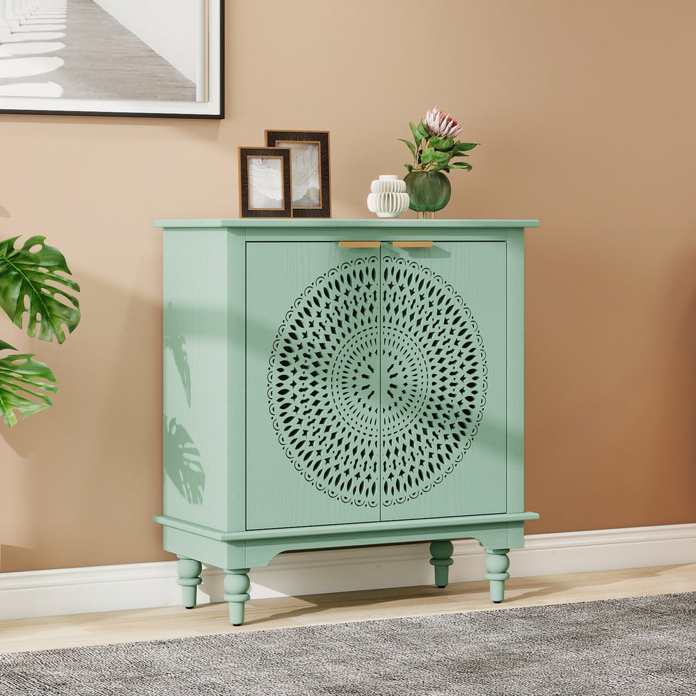 English Elm American Hollow Carved Ash Veneer Two Door Sideboard Cabinet for Living Room Storage W688P265010