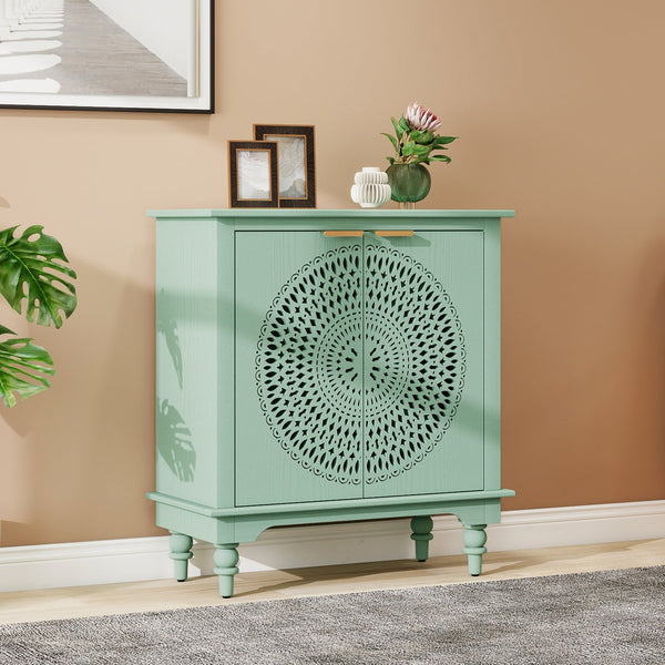 English Elm American Hollow Carved Ash Veneer Two Door Sideboard Cabinet for Living Room Storage W688P265010