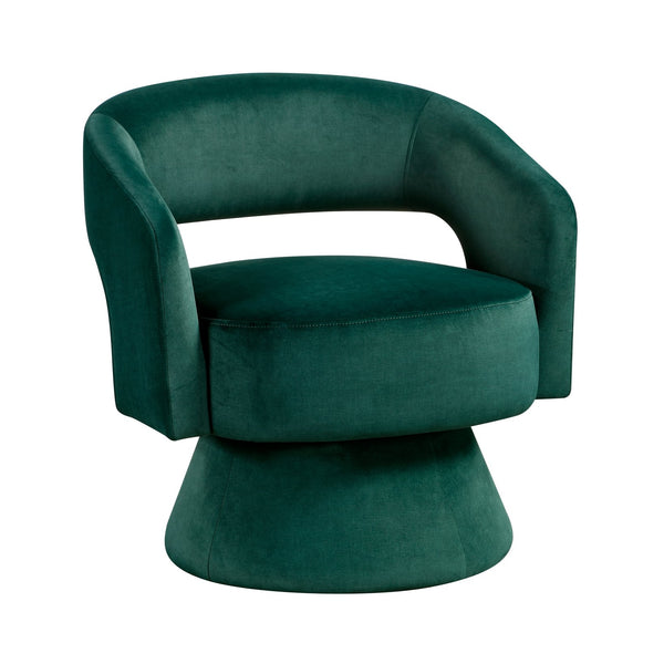 English Elm Modern Swivel Accent Chair in Lux Velvet Upholstery with Solid Wood Base, Compact Stylish Seating Green 27.75 L x 26.5 W x 19.75 H B011P283811