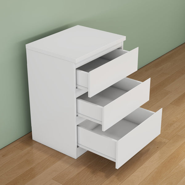 English Elm 19.7-inch Matte Finish Nightstand with Touch Release Drawers for Minimalist Bedrooms White W3151P407888