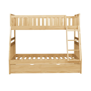 English Elm Bunk Bed Twin Over Full Solid Pine Frame with Guard Rails for Youth Bedroom B011S02437