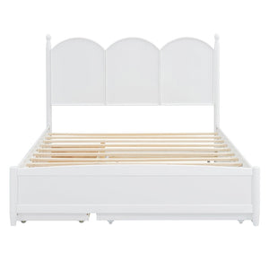 English Elm Queen Size Platform Bed With Twin Xl Trundle, 2 Storage Drawers, Elegant Design For Space-Saving N820S00025K-GIGA