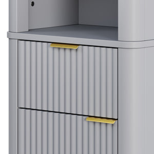 English Elm 68" Tall Fluted Freestanding Storage Cabinet with Drawer and Adjustable Shelf for Bathroom Gray N817P375218G