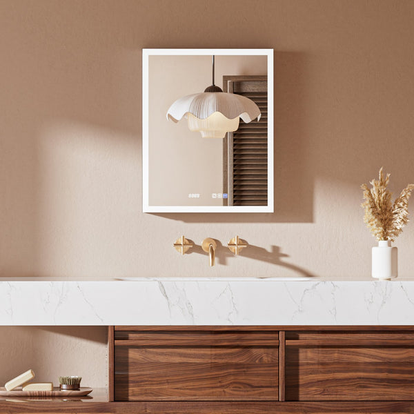 English Elm 24" Aluminum Medicine Cabinet Led Mirror with Dimmable Light Digital Display Storage W5609P461383