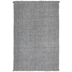 English Elm Tenney Handwoven 6x9 Wool Area Rug in Grey & Blue with Hand-Knotted Fringe, Durable 0.3" Thickness B136P188397