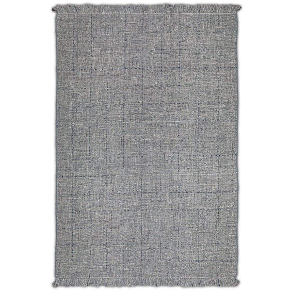 English Elm Tenney Handwoven 6x9 Wool Area Rug in Grey & Blue with Hand-Knotted Fringe, Durable 0.3" Thickness B136P188397