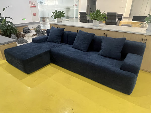 English Elm Cloud boneless sofa with anti-slip base, memory foam deep-seat modular sleeper, storage pocket comfort Dark Blue W861S00014