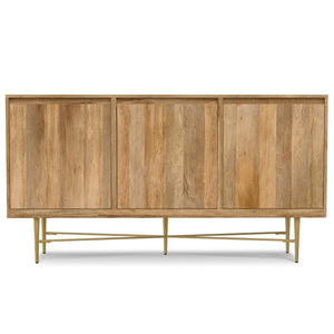 English Elm Fallon Solid Mango Wood Sideboard with Gold Iron Base and Adjustable Interior Shelving B136P439001
