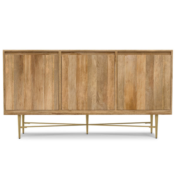 English Elm Fallon Solid Mango Wood Sideboard with Gold Iron Base and Adjustable Interior Shelving B136P439001