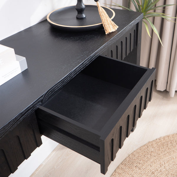 English Elm Modern Black Console Table With 4 Discreet Drawers - Sleek Entryway Storage For Any Space W2729P298159