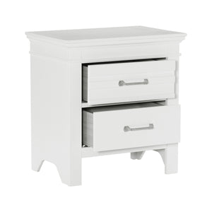 English Elm 2 Drawer Blaire Farm White Nightstand with Fixed Pulls Rustic-Transitional Wood Bedside Table 25"H B011P220632
