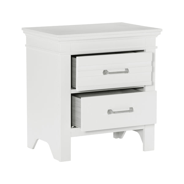 English Elm 2 Drawer Blaire Farm White Nightstand with Fixed Pulls Rustic-Transitional Wood Bedside Table 25"H B011P220632