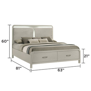 English Elm Aria Queen Bedroom Set with Storage Bed Illuminated Headboard and High-gloss Finish B009S01902