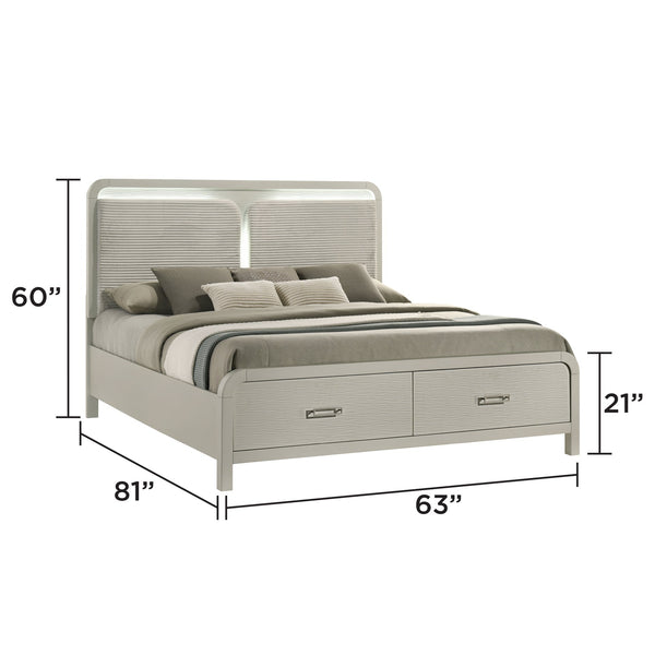 English Elm Aria Queen Bedroom Set with Illuminated Mirror Gloss Finish and Storage Drawers B009S01903