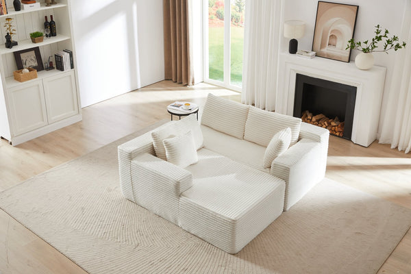 English Elm L-Shaped Modular Sectional Sofa - Plush Corduroy Sleeper, No Assembly, Perfect For Living Spaces! W2339P294926