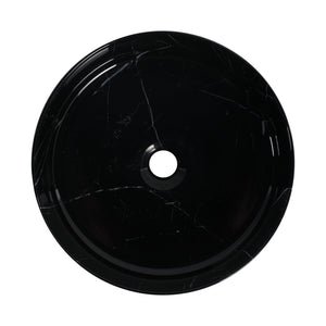 English Elm Ceramic Vessel Sink Round Above Counter Art Basin Black White Patterned Bath W999P418283