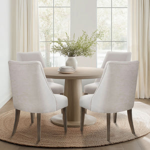 JLA Home Martha Stewart - Upholstered Chenille Dining Chairs Set of 2 — Farmhouse Distressed Wood Legs, Plush Curved Comfort MT108-0154