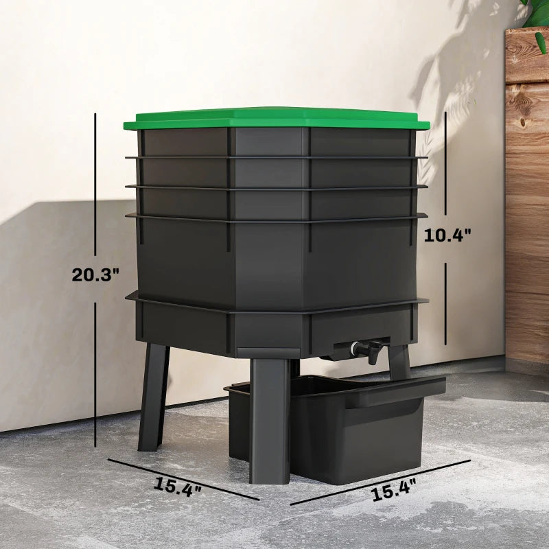 English Elm Convenient Four Tray Worm Composter Turns Kitchen Scraps Into Rich Fertilizer Fast T3971P468299