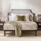 Upholstered Traditional Metal Queen Bed Grey MMIB5CGY Walker Edison