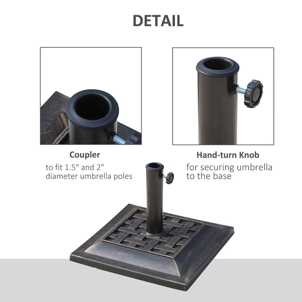 English Elm Heavy Duty Polyresin Umbrella Stand Outdoor Bronze Embossed Patio Decor Base T3971P383455