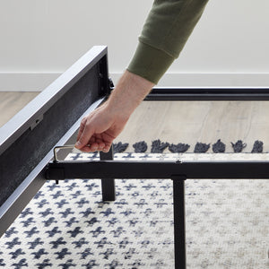 English Elm Edenbrook Charcoal King Metal Platform Bed Frame with Upholstered Headboard, 800lb Slats, Easy Assembly B350P394800