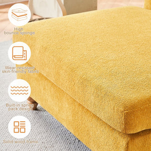 English Elm Modern Mid-Century Oversized Chaise Lounger Sofa Bed with Solid Wood Legs, Deep Seat Comfort Sleeper Yellow W2363S00069