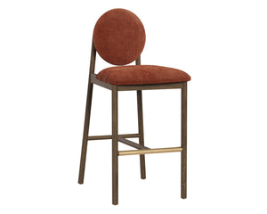 Sunpan ORABELL Barstool - Mid-Century Modern Comfort with Oak Frame and Opera Spice Upholstery Accent 112849