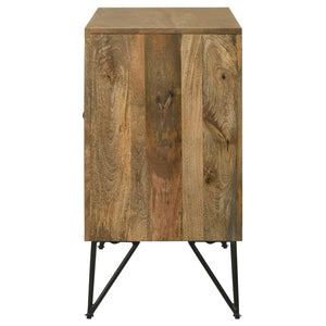 English Elm Eileen Natural Wood 2-Door Accent Cabinet with Metal Legs, Mango Grain Finish, Modern Storage Centerpiece B062P344966