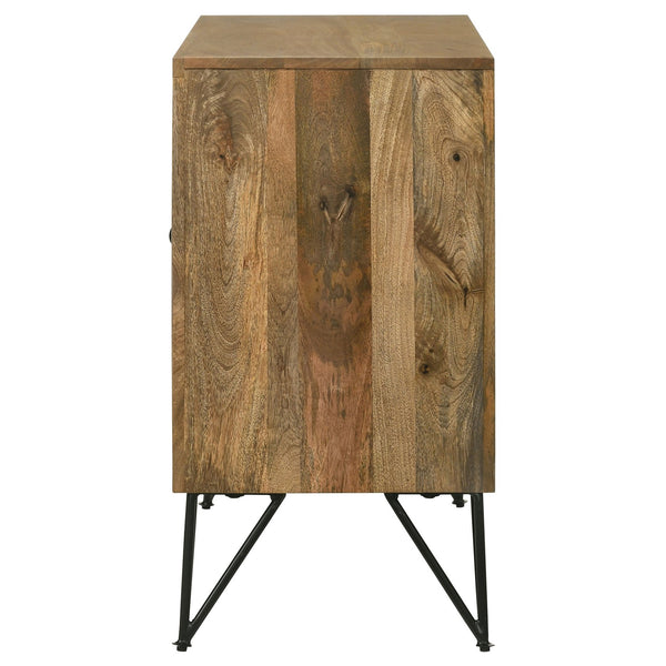English Elm Eileen Natural Wood 2-Door Accent Cabinet with Metal Legs, Mango Grain Finish, Modern Storage Centerpiece B062P344966