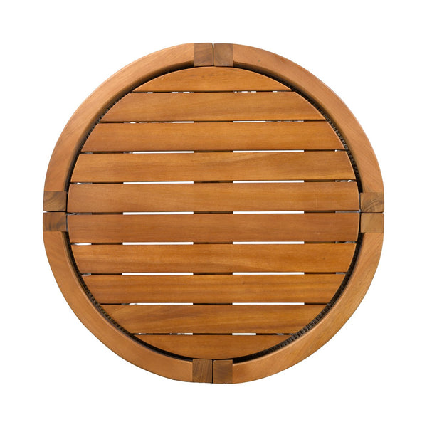English Elm 16.9" Acacia Hardwood Outdoor Side Table with Handwoven Rope Base Boho Patio Accent N767P372781A
