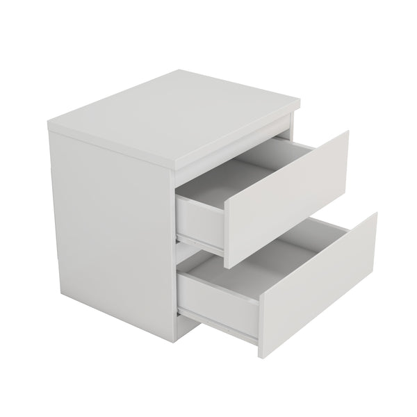 English Elm 19.7-inch Matte Finish Nightstand with Touch Release Drawers for Minimalist Bedrooms White W3151P407885