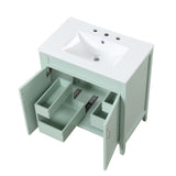 English Elm 30" Bathroom Vanity With Sink, Multi-Functional Bathroom Cabinet With Doors and Drawers, Solid Frame and Mdf Board, Green