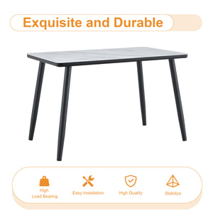 English Elm Table and Chair Set Modern Marble Glass Top with Four Pu Leather Seats for Dining W1151S04662