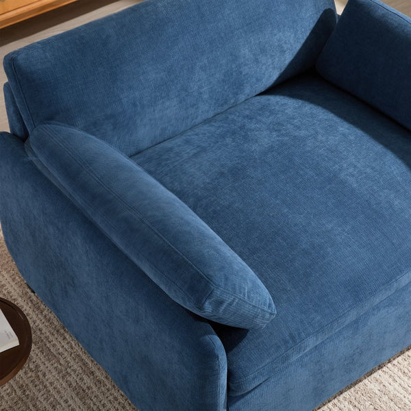 English Elm 50*43" Oversized Chenille Armchair Deep Lounge Seat Modern Minimalist Living Room Chair Blue N723S5042P